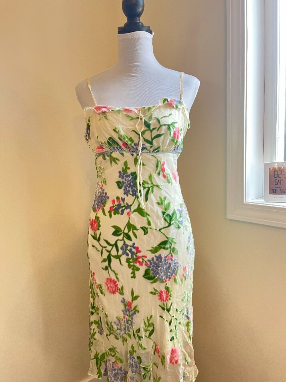 Vintage Betsey Johnson Dress, Velvet on Silk Chiffon, Size Medium